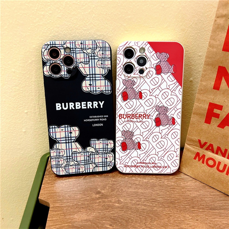 Burberry Bear Pattern Phone Case For Xiaomi Redmi 10C 10 10A 9T 9A 9C 9 Note 11 11s 10s 10 9 8 Pro Mi 12 11T Pro Poco F3 X3 NFC X3 Pro Soft Silicone Back Cover