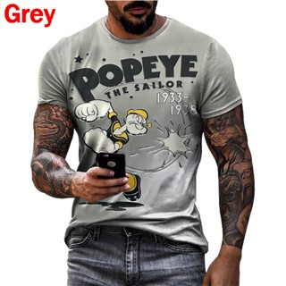 Popeye เสื้อยืดแขนสั้น คอกลม ทรงหลวม พิมพ์ลายเซเลอร์ 3D แฟชั่นสําหรับผู้ชาย_02