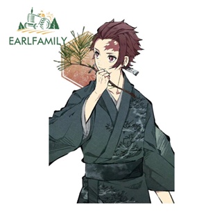 Earlfamily สติกเกอร์ ลายการ์ตูนอนิเมะ Demon Slayer Kamado Tanjirou กันน้ํา สําหรับตกแต่งรถยนต์ 13 ซม.