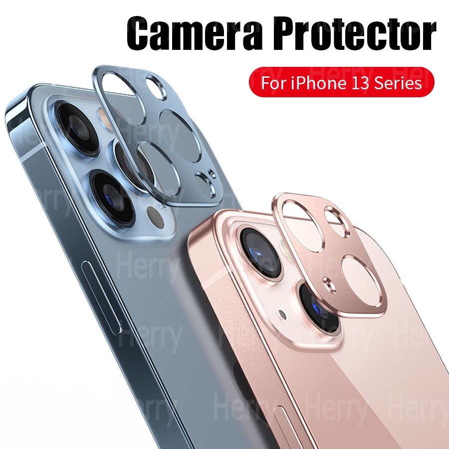 ตัวป้องกันกล้องสำหรับ iPhone 13 Mini 13 Pro Max กล้องฟิล์มโลหะด้านหลังเลนส์ป้องกันแหวนกรณี