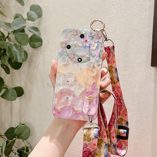 ใหม่ เคสโทรศัพท์มือถือนิ่ม ลายดอกซากุระ พร้อมสายคล้อง สะพายข้าง สําหรับ Honor X9A