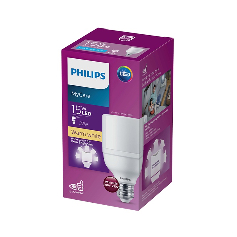 หลอดไฟ LED 15 วัตต์ Warm White PHILIPS รุ่น LEDBRIGHT T70 E27