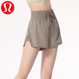 Lululemon กางเกงขาสั้น เอวสูง แบบแห้งเร็ว เหมาะกับการเล่นโยคะ ฟิตเนส วิ่ง ออกกําลังกาย สําหรับผู้หญิง