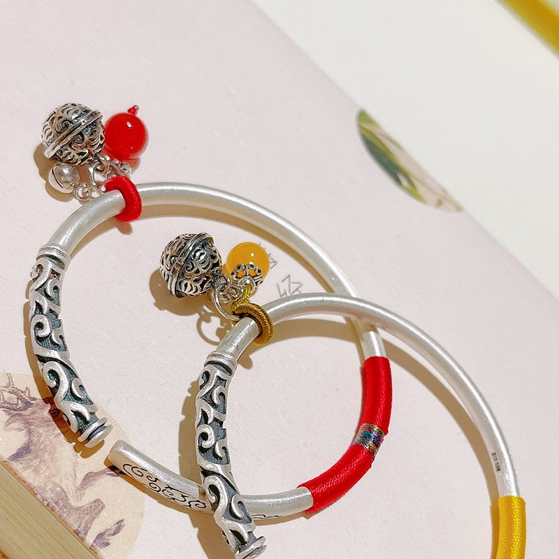 Miyan Xiangyun สร้อยข้อมือหญิง S925 Silver Bell Retro สไตล์ชาติพันธุ์แฟชั่นเครื่องประดับเงินวิธีโบราณ 999 สร้อยข้อมือเงินแท้ Original Design