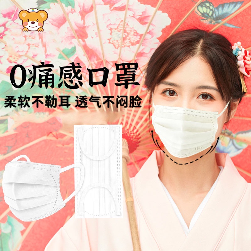 Fitty 7Days Mask White Normal size 50pcs / ฟิตตี้ มาส์ก อีเอ็กซ์ พลัส ขนาดปกติ สีขาว 50 ชิ้น