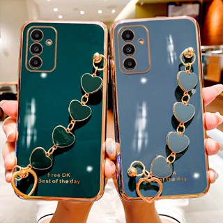 เคสโทรศัพท์มือถือ ซิลิโคนนุ่ม ลายหัวใจ พร้อมสายคล้องข้อมือ สําหรับ Samsung Galaxy A13 A12 5G A11 M12 M11 A13 4G Lite