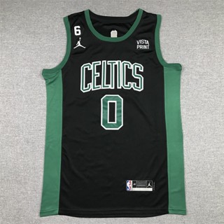 เสื้อกีฬาบาสเก็ตบอล ลายทีม Boston Celtics Jayson Tatum สีดํา สําหรับผู้ชาย 2023