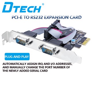 Dtech อะแดปเตอร์การ์ดอนุกรม PCI-E 2 พอร์ต RS232 PCI Express ขยายพอร์ต COM สําหรับเดสก์ท็อป คอมพิวเตอร์ PC Windows 10 8 7 XP Vista Linux Mac พร้อม 16C550 UART