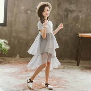 (พร้อมส่งในไทย) ชุดเด็ก เดรสกระโปรงสีเทา ผ้าดีงานสวยๆ