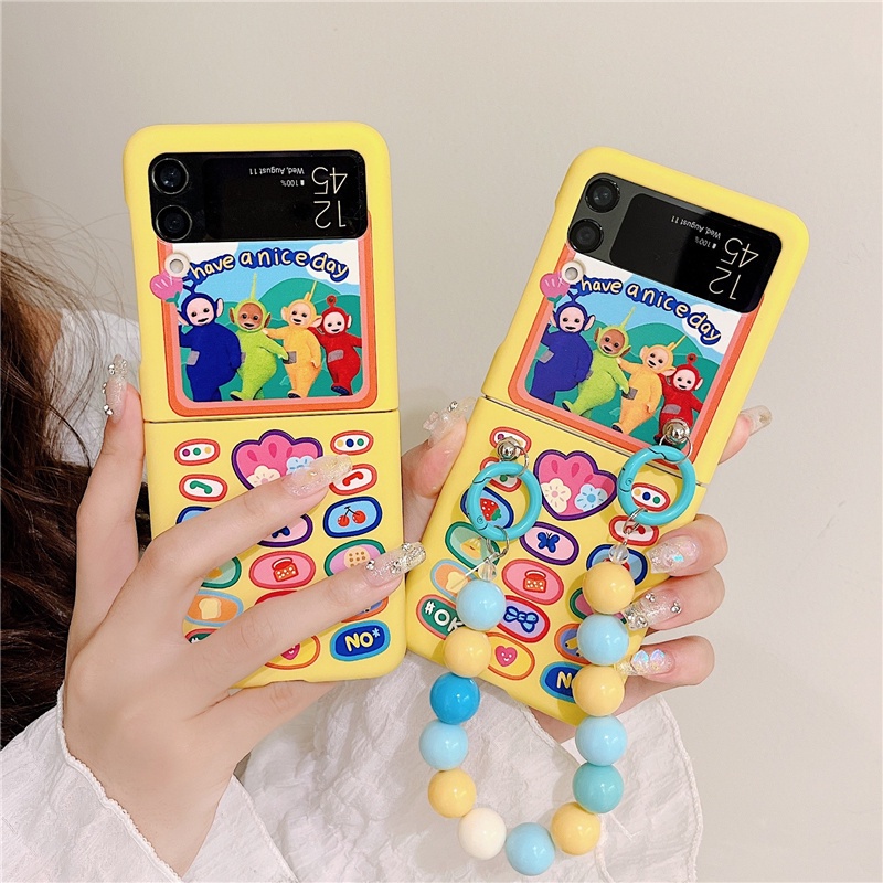 ใหม่ PC Hard สีสําหรับ Samsung Galaxy Z Flip7 FE 6 5 4 3 5G การ์ตูนhave a nice dayPendant Full Encirclement ป้องกันปลอกสําหรับ Galaxy Z ฝาครอบ