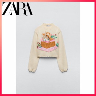 Zara ใหม่ เสื้อกันหนาว ผ้าแจ็คการ์ดถัก ลายสัตว์ สําหรับผู้หญิง