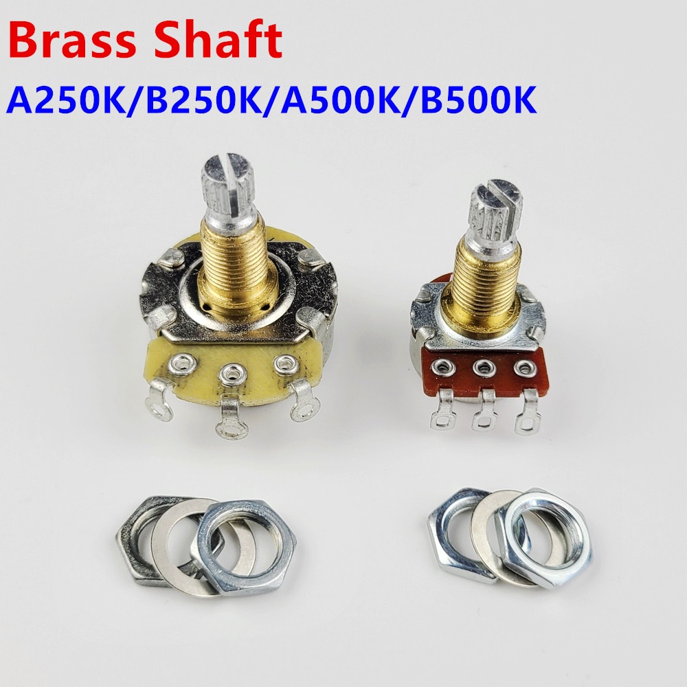 Alpha [Made in Korea] ก้านทองเหลือง Potentiometer (POT) สําหรับกีตาร์ไฟฟ้าเบส A250K/B250K/A500K/B500