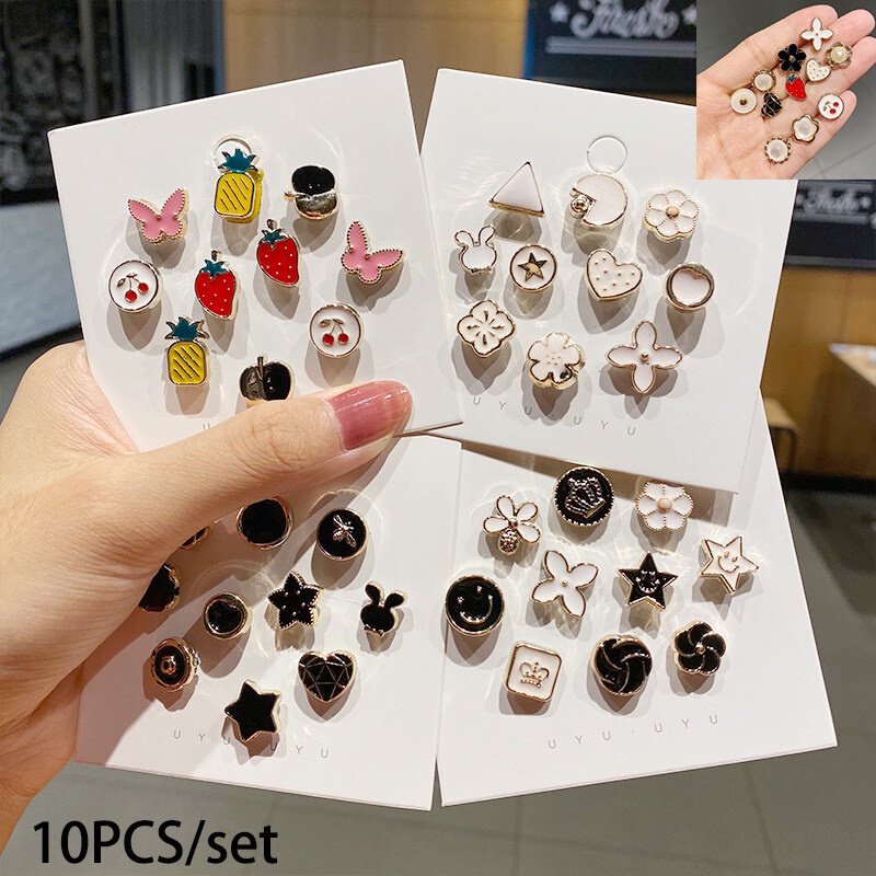 10 ชิ้น / เซต ป้องกันแสงสะท้อน กระดุม ที่มองไม่เห็น มุก เข็มกลัด ตัวเมีย หมุด คงที่ เสื้อผ้า เข็มกลัด กระดุม เสื้อเชิ้ต อุปกรณ์เสริม