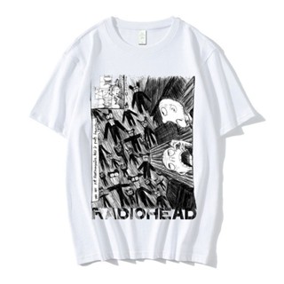 เสื้อผ้าผชเสื้อยืด พิมพ์ลาย Radiohead สไตล์ฮิปฮอปร็อค วงดนตรีร็อค ภาษาอังกฤษ วินเทจ สําหรับผู้ชาย และผู้หญิง#39; s เสื้อ