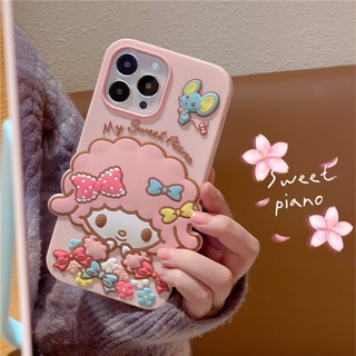 เคสซิลิโคนนิ่ม ลาย Sanrio My Sweet Piano 3D กันกระแทก สําหรับ iPhone 14 Plus 14 Pro Max 13 Pro Max 12 Pro 11 Pro Max