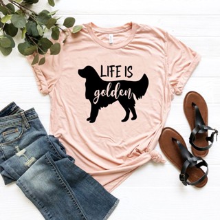 Golden Retriever Shirt Life Is Golden T-Shirt Golden Mom Tee Women Tops Dog Mom Shirts_04