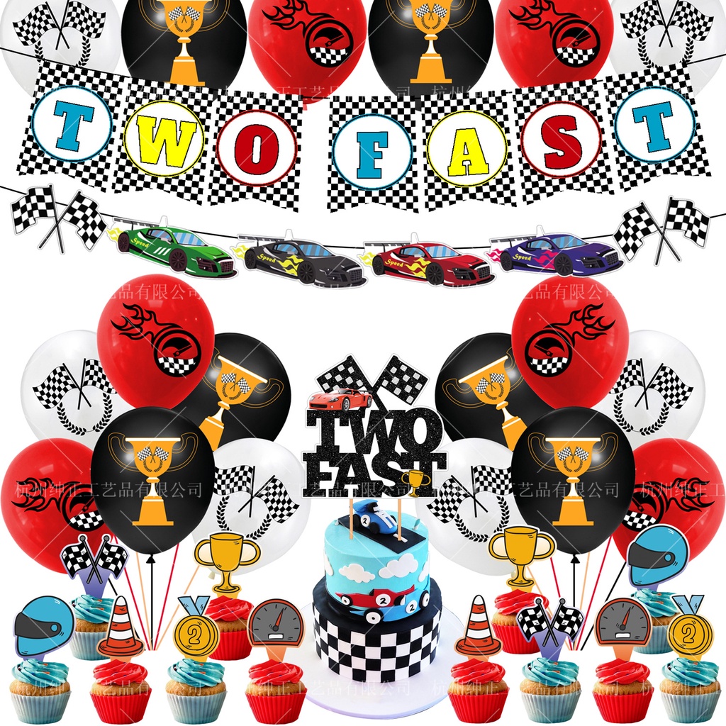 Two FAST Boy ป้ายแบนเนอร์ ธีมแข่งรถ 2nd Birthday สําหรับตกแต่งเค้กวัน ...