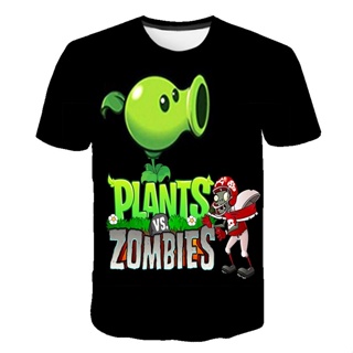 เสื้อยืดแขนสั้น พิมพ์ลาย Plants vs Zombies Horror Clearance Game 3 มิติ สําหรับเด็กผู้ชาย และเด็กผู้หญิง_02