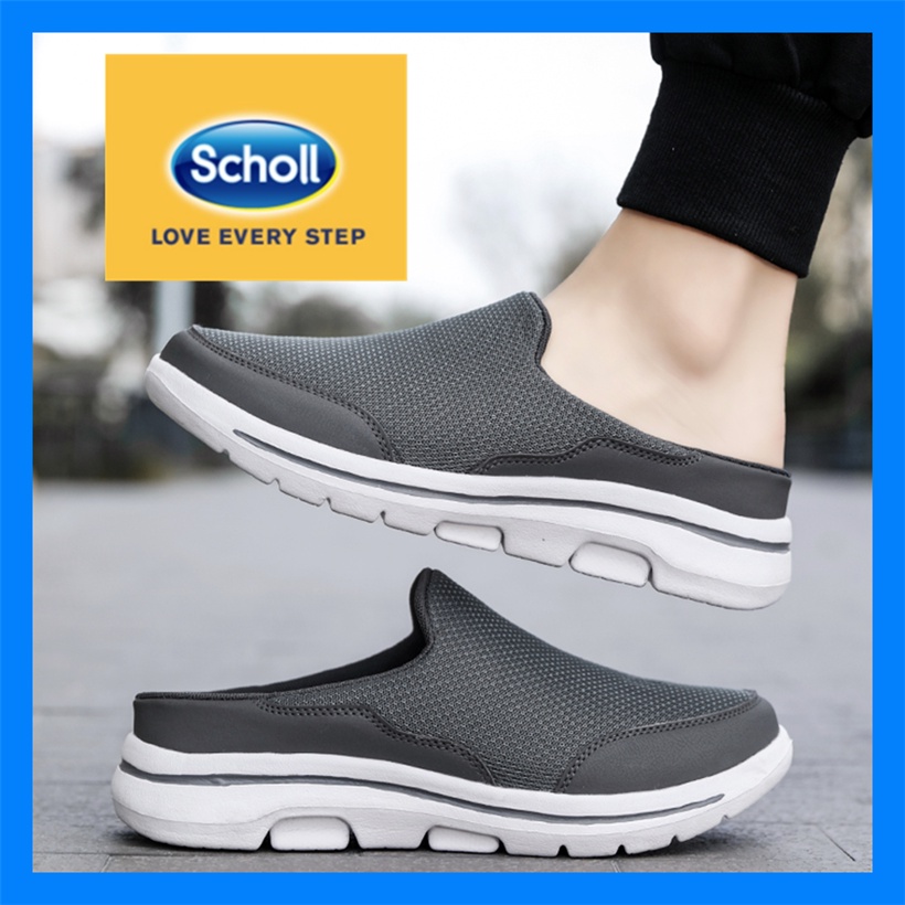 Scholl รองเท้ากีฬา Scholl ส้นแบน แบบสวม ขนาดใหญ่ สไตล์เกาหลี สําหรับผู้ชาย ไซซ์ EU 45 46 47 48