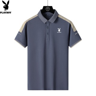 Playboy New Business T-shirt Mens Short Sleeve Casual Top Panel Contrast POLO Shirt