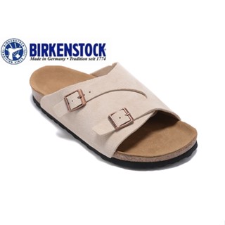 【Original】Birkenstock 827 Mens/Womens Classic Cork Suede Beige Slippers Beach Loafers 34-46