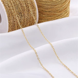 [1-4 มม.] 1 ม. Electroplating 14k Gold-clad Chain Electroplating Platinum Chain 1 ม. ทองแดง diy ทําด้วยมือเครื่องประดับวัสดุ 1 ม.