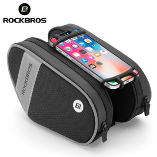 Rockbros กระเป๋าใส่โทรศัพท์มือถือ หน้าจอสัมผัส 4.7-6.5 นิ้ว แต่งซิปคู่ สะท้อนแสง อุปกรณ์เสริม สําหรับจักรยานเสือภูเขา