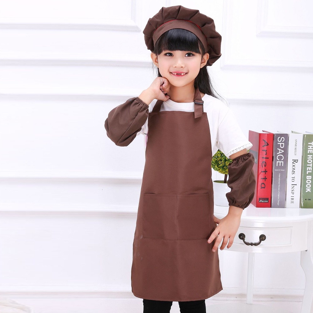 อายุ 3-13  ชุดผ้ากันเปื้อนสำหรับเด็ก 3 ชิ้นเด็กผ้ากันเปื้อนครัวพร้อมแขนหมวกเด็กหัตถกรรมภาพวาดผ้ากันเปื้อนทำอาหาร - รูปที่ 3