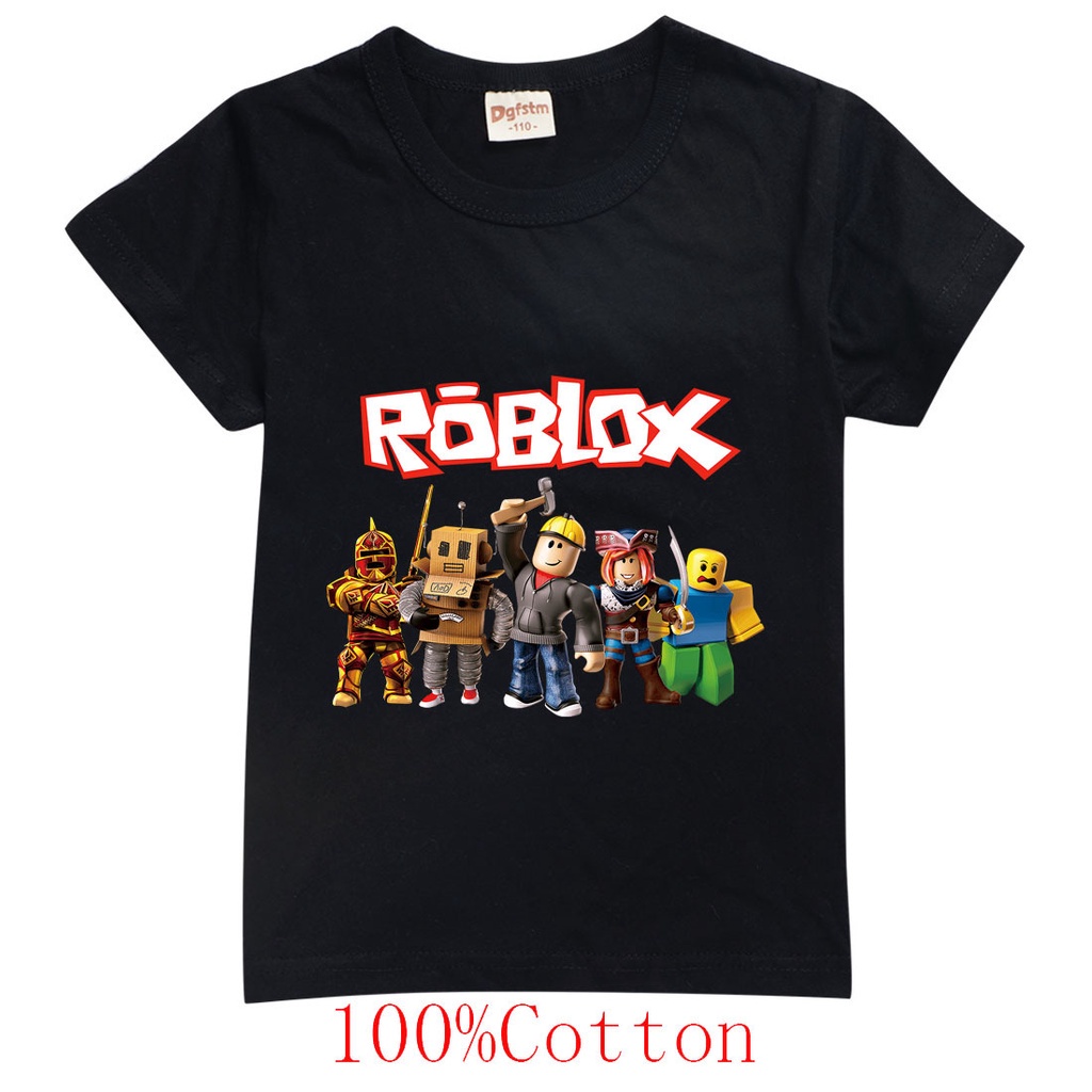 Roblox PIGGY แขนสั้นอายุ 4-12 ปีตัวการ์ตูนแอนิเมชั่นเสื้อยืดพิมพ์ลายลําลองเทรนด์แฟชั่นเกาหลีหลากสียอ