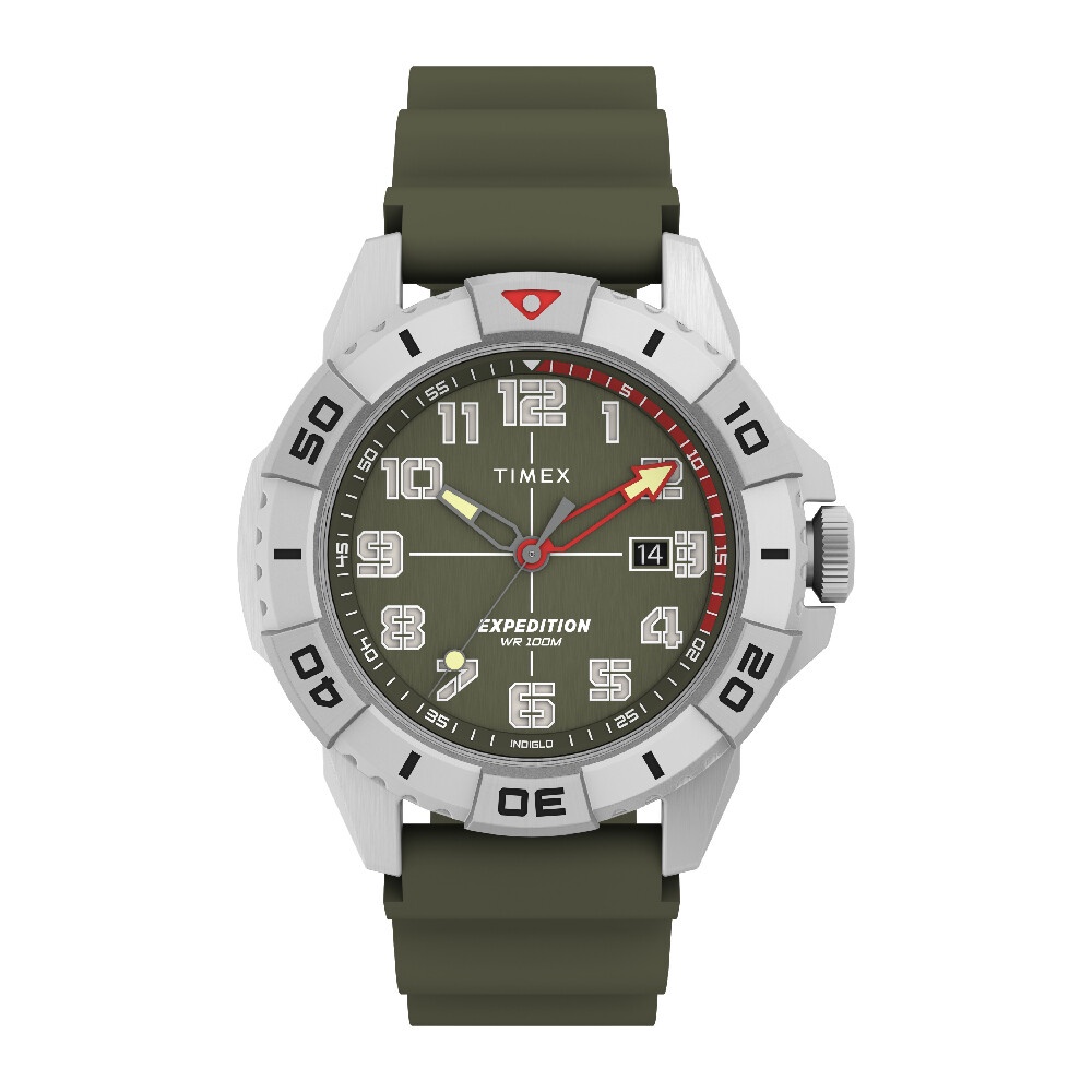 Timex TW2V40700 EXPEDITION NORTH RIDGE นาฬิกาข้อมือผู้ชาย สายซิลิโคน สีเขียว หน้าปัด 42 มม.