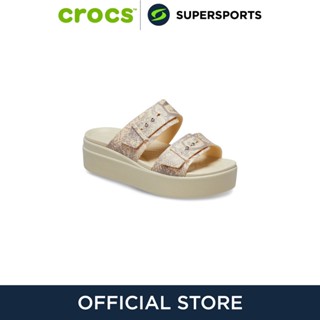 CROCS Brooklyn Snake Buckle Low Wedge รองเท้าแตะผู้หญิง รองเท้าส้นตึก