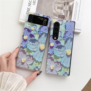 ใหม่ เคสโทรศัพท์มือถือ PC แข็ง ลายดอกไม้สีน้ํามัน สร้างสรรค์ สําหรับ Samsung Galaxy Z Flip4 3 2 1 Flip5 5G Z