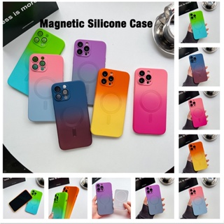 Magnatic Case เคสแม่เหล็กชาจน์ไร้สายกันกระแทก สำหรับ iPhone 14 Plus 14 Pro Max 13 Pro Max ขอบตรง silicone เคสไอโฟน