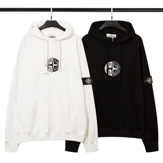 STONE ISLAND เสื้อกันหนาว มีฮู้ด พิมพ์ลายเข็มทิศ หิน ดาว