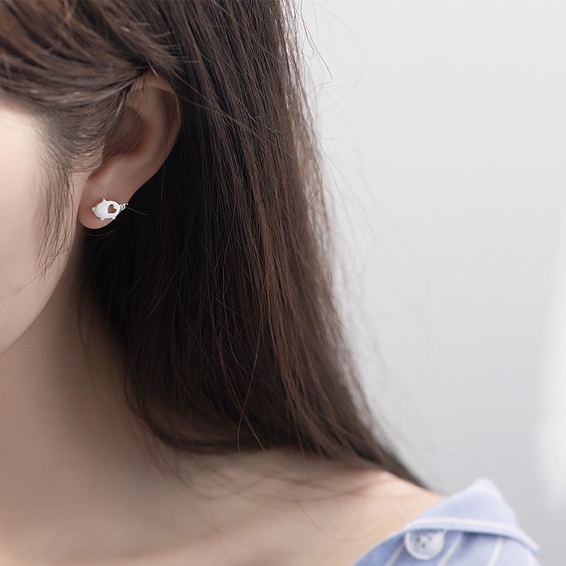 ต่างหูเงินสเตอร์ลิง 925 รูปหัวใจน่ารัก แฟชั่น สําหรับผู้หญิง JY095 ราคา ถูกที่สุด ดีลบีเคเค แกลเลอรีภาพที่ 2