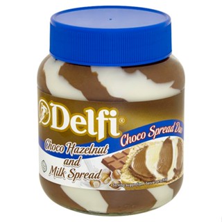 เดลฟี่ช็อกโกเฮเซลนัทแอนด์มิลค์สแปรด HAZELNUT 350กDELFI CHOCOAND MILK SPREAD350G