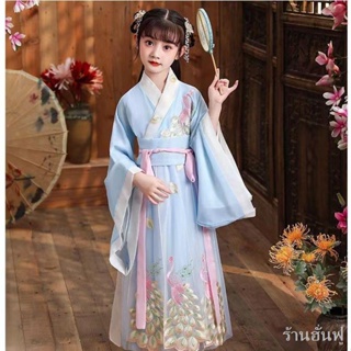 เด็กโบราณ Hanfu ผู้หญิง Tang ชุดสาวแขนยาวสดและหรูหราสไตล์จีนชุดปัก