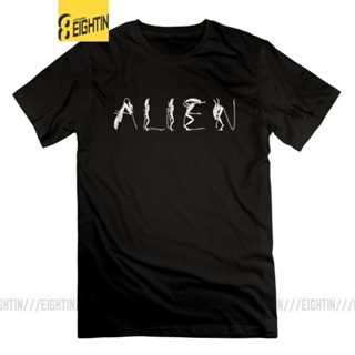 เสื้อยืดแขนสั้น คอกลม ผ้าฝ้าย 100% พิมพ์ลาย Eightin ALIEN สไตล์วินเทจ ขนาดใหญ่ สําหรับผู้ชาย