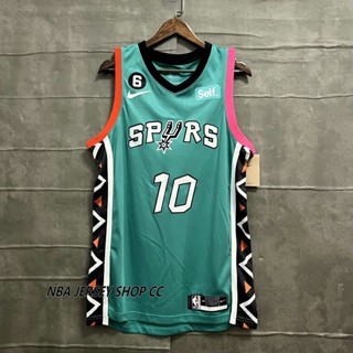 ใหม่ ของแท้ Nba San Antonio Spurs Jeremy Sochan ปี 2022-23 สําหรับผู้ชาย #เสื้อกีฬาแขนสั้น ลายทีมสวิงแมน สีเขียว 10 ชิ้น