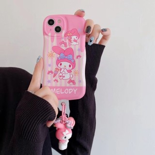 เคสโทรศัพท์มือถือ ลายการ์ตูน Kuromi Melody Hello Kitty Pochacco Cinnamoroll Pom Pom Purin IMD พร้อมพวงกุญแจ สําหรับ iPhone 14 Pro Max 14 Plus 13 Pro Max 12 Pro Max 11 Pro Max