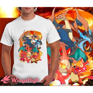 Pokemon Tshirt Printing Graphic Short Sleeve Black/white tshirt Chamander Charizard Mega Form Original Creation_07