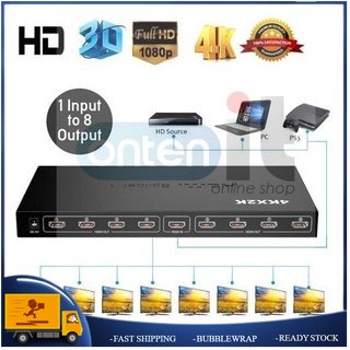 8 พอร์ต HDTV Splitter Audio Video 4K สําหรับ HD HDTV 3D DVD