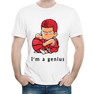 Slam Dunk T Shirt White Color Short Sleeve Im A Genius Sakuragi T-Shirt Top Tees Tshirt Anime Slam Dunk T-Shirt_09