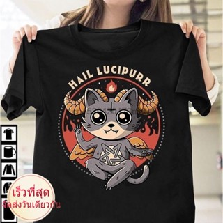 เสื้อยืดลายกราฟฟิก Satan Cat Hail Lucipurr S - 5 Xl_01