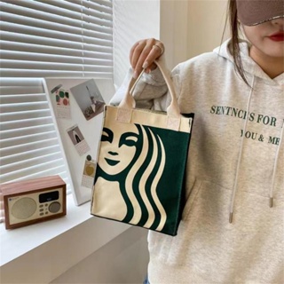 A~la~ ใหม่ กระเป๋าอาหารกลางวัน Starbucks ความจุขนาดใหญ่ แบบพกพา สไตล์เกาหลี