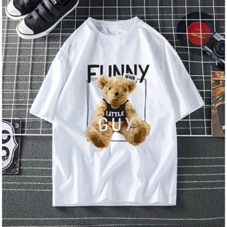 &lt;OOTD&gt;FUNNY LITTLE GUY  TEDDY BEAR STREETWEAR COTTON T SHIRT PEREMPUAN LELAKI T SHIRT WOMEN MEN BAJU LENGAN PENDEK_02