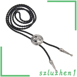 [Szluzhen1]เครื่องประดับเนคไทหนังถักสีดําสไตล์คาวบอยตะวันตก