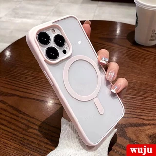 WUJU การชาร์จแบบไร้สายด้วยแม่เหล็กอะคริลิกใสด้าน เคสโทรศัพท์ เคสไอโฟน เคสไอโฟน Case Compatible For iPhone 17 16 11 12 13 14 15 Pro Max XR X XS Max Plus Air