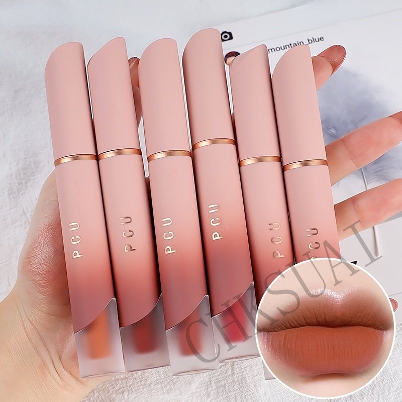 ลิปสติก ลิปกลอส เนื้อแมตต์กํามะหยี่ กันน้ํา กันเหงื่อ ติดทนนาน มี 6 สี