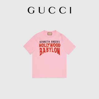 [สินค้าใหม่] Gucci "Hollywood Babylon" เสื้อยืด ผ้าฝ้าย พิมพ์ลาย สไตล์เดียวกัน สําหรับผู้ชาย และผู้หญิง}Ce